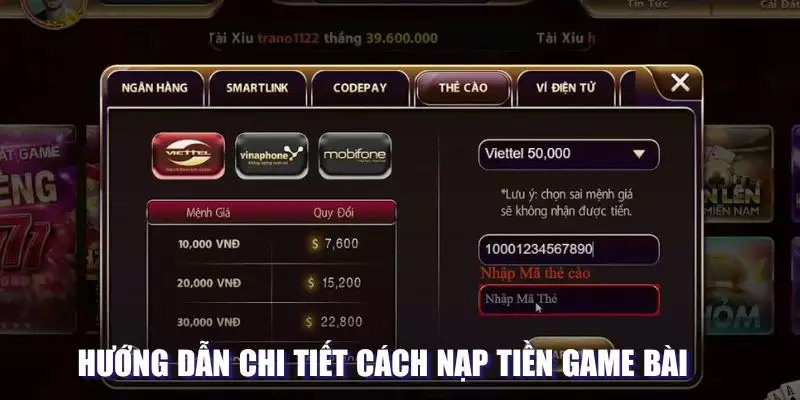 Hướng dẫn chi tiết cách nạp tiền game bài 